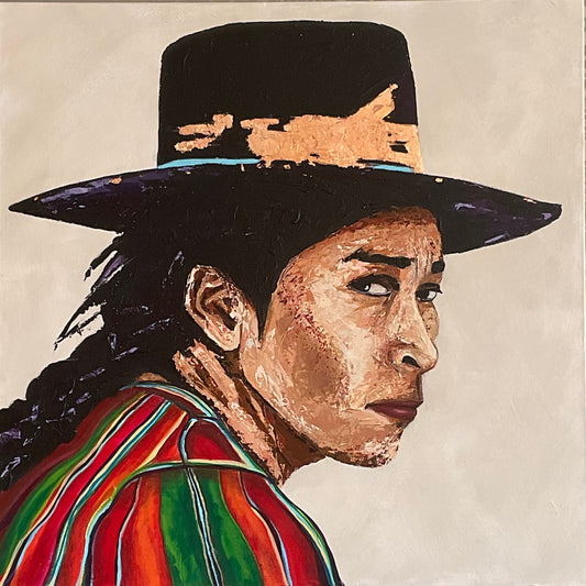 "Piero" is a mixed media painting on canvas