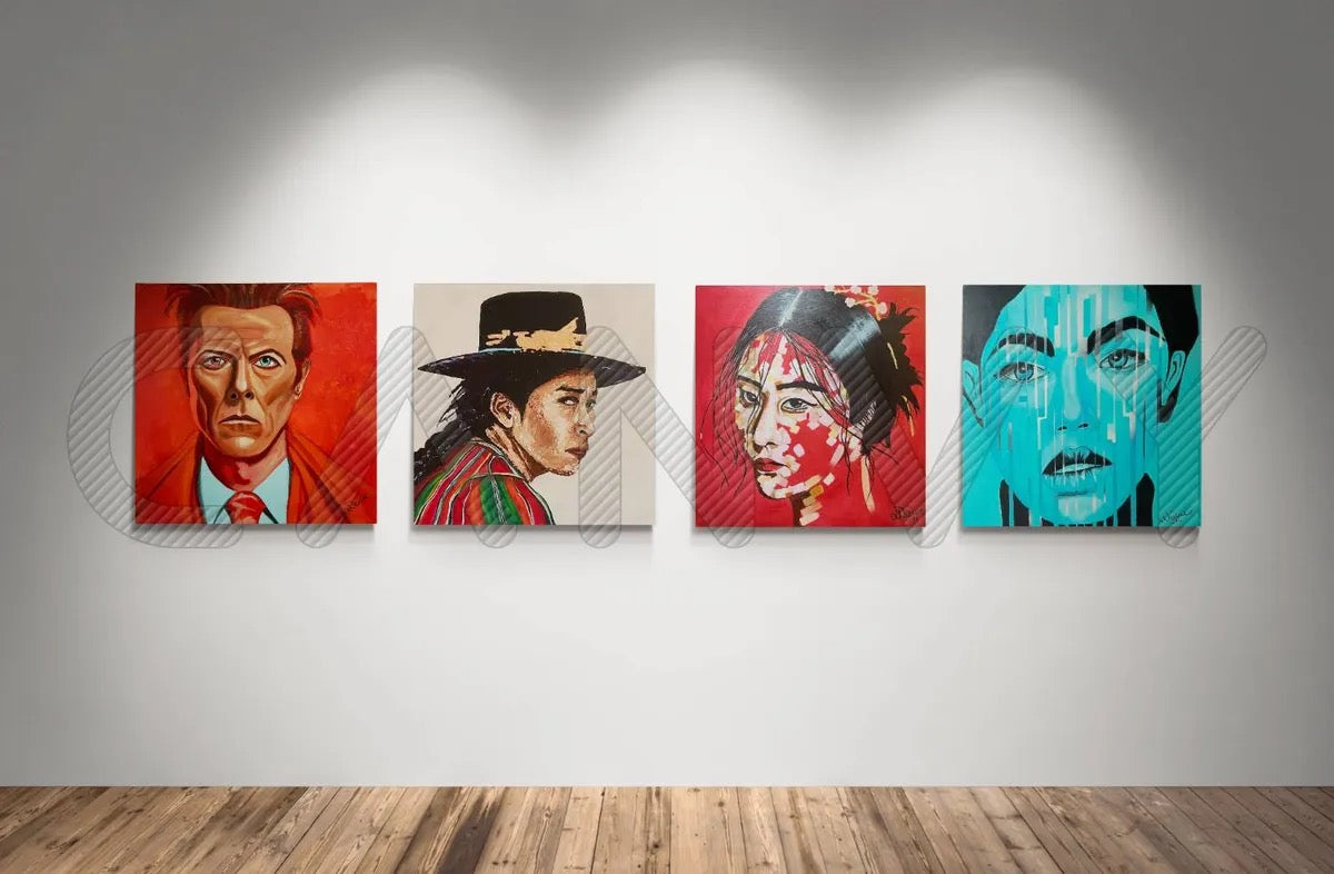 "Bowie" mixed media painting on canvas