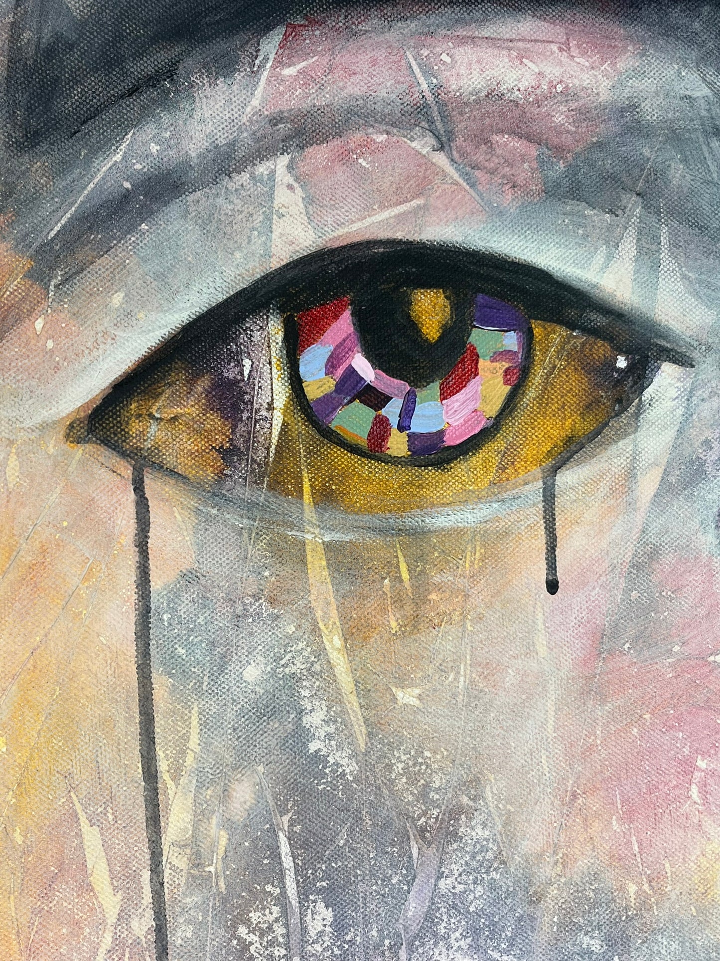 "Tears of Ink" mixed media on canvas