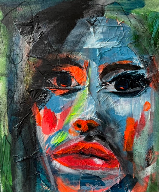 Abstract "neon face" as Fine art print