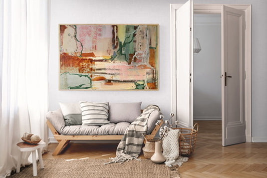 "Desert" colourful abstract mixed media on canvas