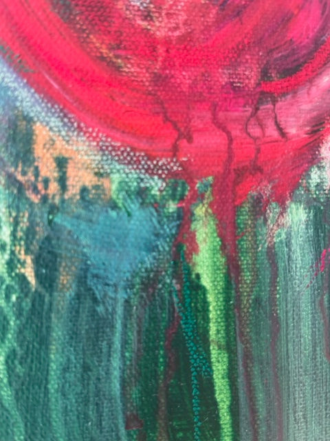 "Few red roses" mixed media on canvas