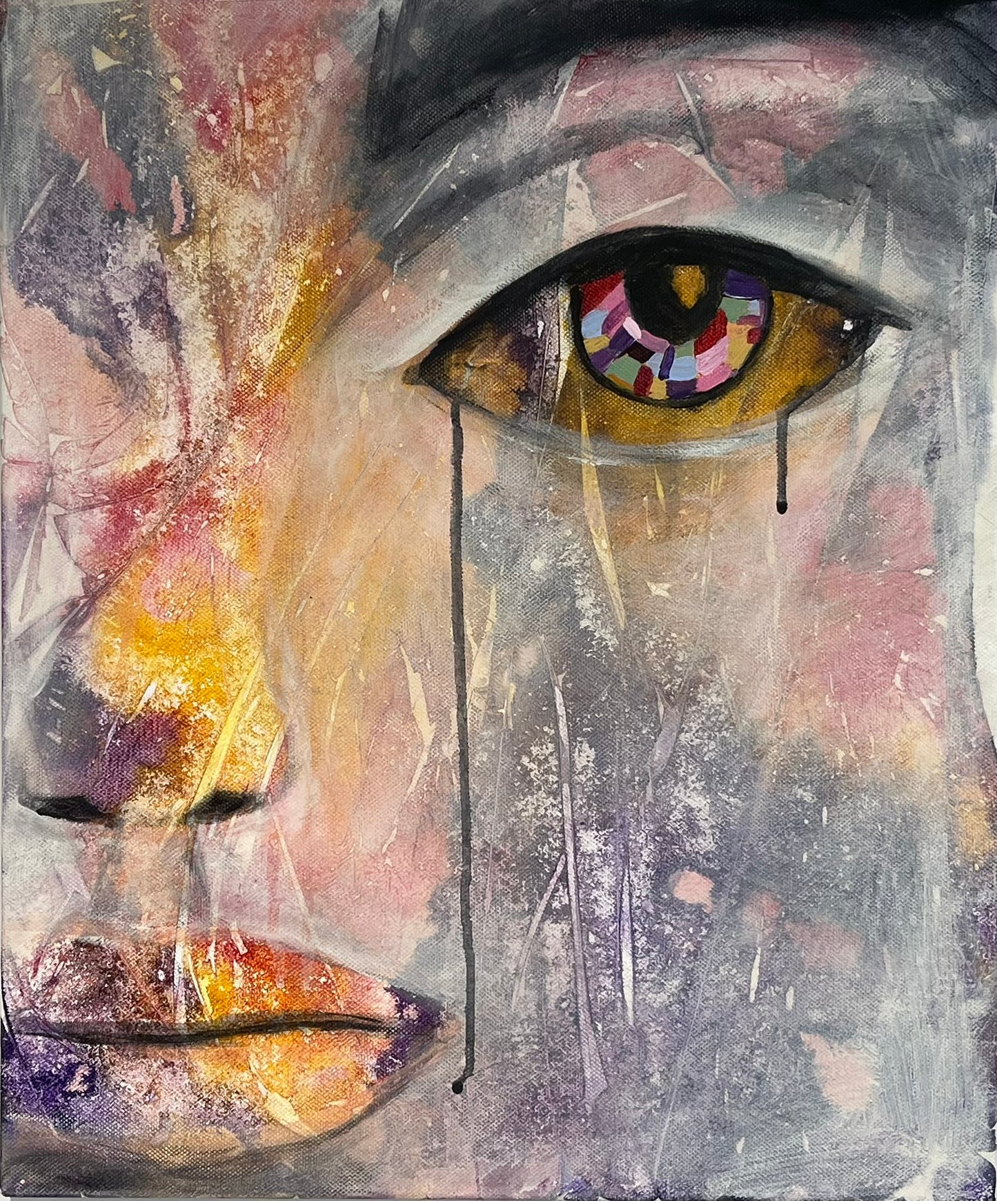 "Tears of Ink" mixed media on canvas