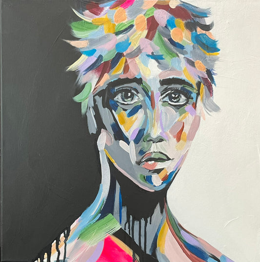 "Mixed face" acrylic on canvas